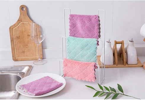 Kitchen Dish Cloths,Microfiber Non-Stick Oil Household Cleaning Dishcloth,Double-Sided Reuseable Wash Towels,Quick Drying Super Absorbent for Cook...
