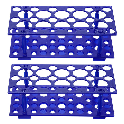 PATIKIL 25 Wells Tube Rack, 2 Pcs Vial Rack Double Layer Multifunction Centrifuge Tube Holder for Microcentrifuge Tubes 10/15/50ml, Blue...