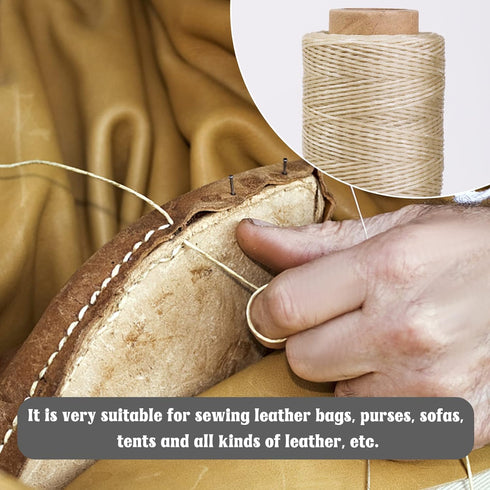 BAGERLA 273 Yards Leather Waxed Thread Sewing Kit Including Sewing Thread Needle Awl Thimble, Leather Sewing Upholstery Repair Kit for Leather Car...