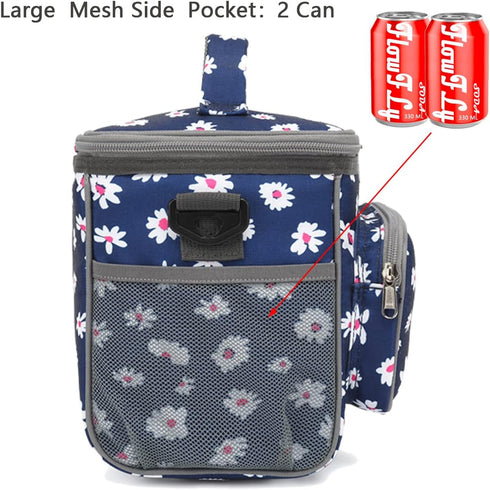 FlowFly Insulated Reusable Lunch Bag Adult Large Lunch Box for Women and Men with Adjustable Shoulder Strap,Front Zipper Pocket and Dual Large Mes...