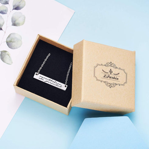 LParkin Nevertheless She Persisted Feminism Feminist Pantsuit Nation Solidarity Unity Political Affirmation Necklace (Bar-Necklace)...