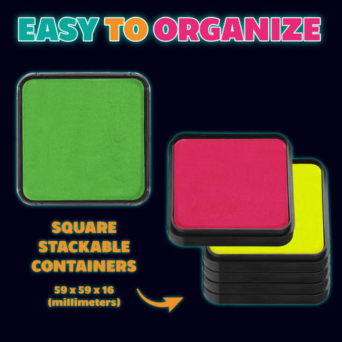 Kraze FX Square - Neon Yellow (25 gm) - Water Activated, Professional UV Glow Blacklight Reactive Face Painting Colors, Hypoallergenic, Safe, Wash...