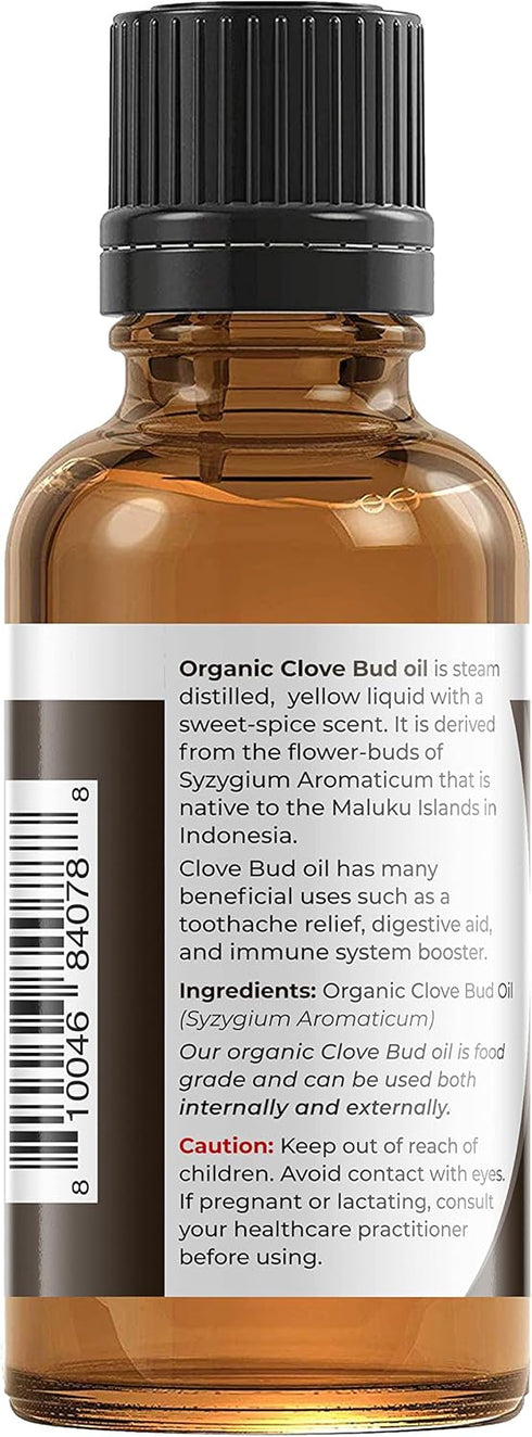 Viva Doria 100% Pure Clove Bud Essential Oil, Undiluted, USDA Certified Organic, Food Grade, 30 mL (1 Fluid Ounce)...