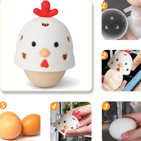 Egg Brush Cleaner, Silicone Egg Brush for Fresh Egg, Reusable Egg Cleaning Tools, Funny Shape Scrubbing Brush for Eggs...