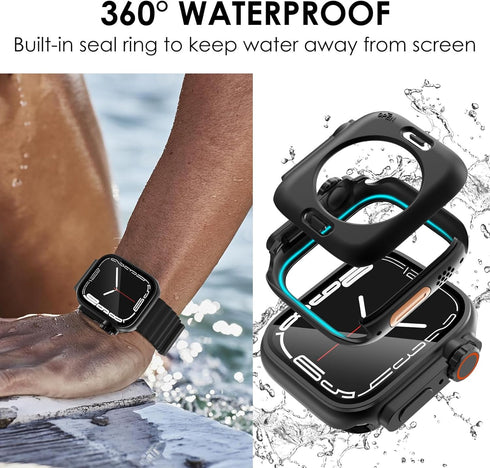 Ultra Look - Fullife 2 in 1 Compatible with Apple Watch Case Series 9 45mm Waterproof Screen Protector, Front & Back Full Protective Bumper Face C...