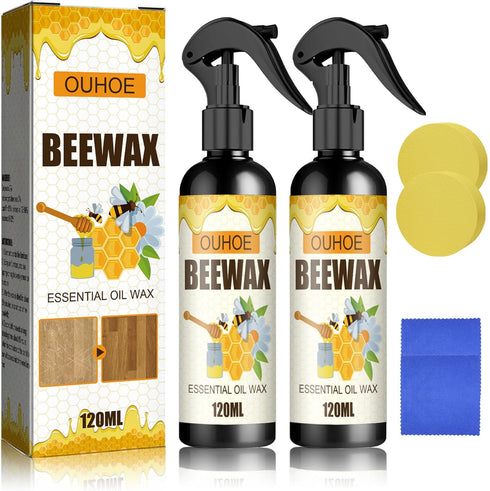 2PCS Natural Beeswax Spray, Beeswax Spray Cleaner, Beeswax Furniture Polish, The Original Beeswax Spray, Wood Seasoning Beewax For Furniture Floor...