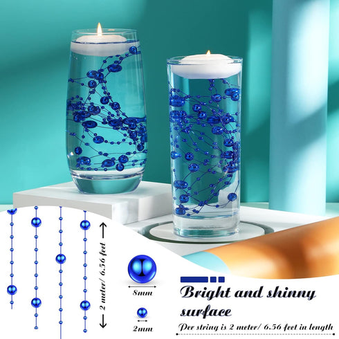 Hicarer 157 Feet 24 Strings Pearl String for Floating Candles Highlight Faux Pearl as Vase Filler Ideal for Wedding Party Garland Home Table Cente...