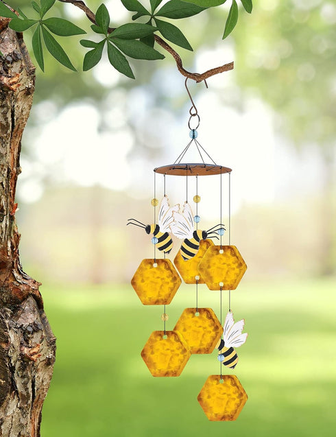 Sunset Vista Designs 93651 Country Garden Collection Wind Chime, Bee Honeycomb, 17-inch Height...