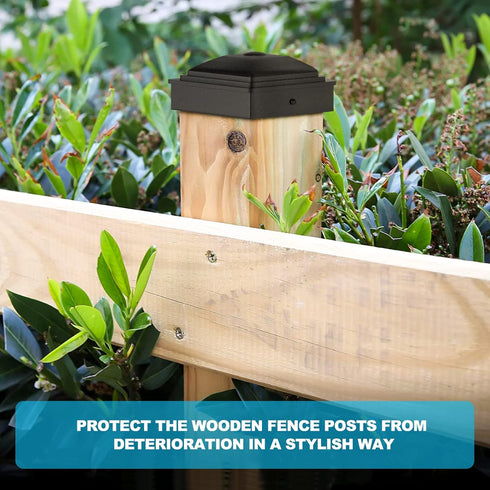4x4"(3 5/8") Fence Post Cap,Deck Post Plastic Cap with Screws,PP Plastic Waterproof Protect Wooden Post Rot Proof and Anti-Cracking 12Pack…...