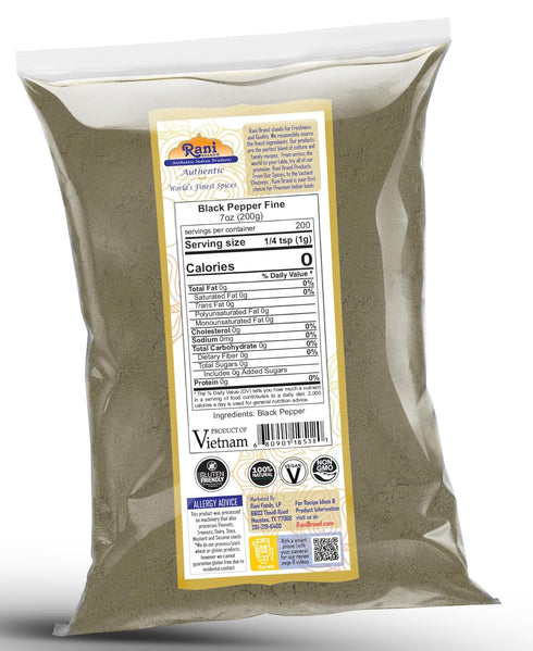 Rani Black Pepper Fine Powder 80 Mesh 7oz (200g) ~ All Natural | Vegan | Gluten Friendly | NON-GMO | Kosher | Product of Vietnam...