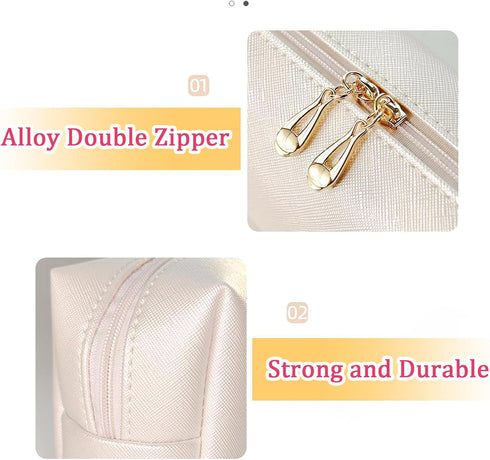Personalized Initial Letter Makeup Bag,Preppy Patch Makeup Bag,PU Waterproof Travel Toiletry Bag,Chenille Letter Cosmetic Bag,Toiletry Zipper Pouc...