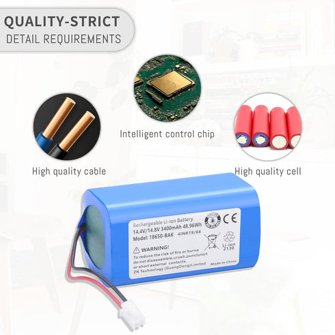 3200mAh RVBAT850 Battery Replacement Compatible for Shark Ion R75, RV761, RV850C, RV1000S, RV851WV, RV871, RV1100VL, RV101AE, UR1000SR, RV700_N, R...