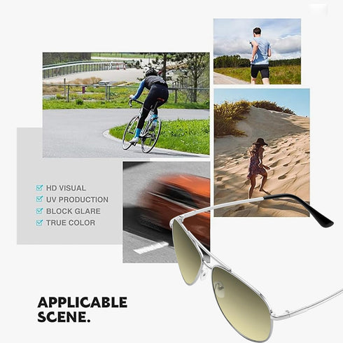 Sunglasses for Women and Men,Classic Aviator Sun Glasses for Men Women Driving Shades UV Protection 2024 New (Silver Frame Green Lens)...