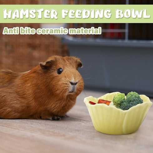Small Ceramic Pet Hamster Bowl, Easy to Clean Anti Flipping Hamster Food and Water Bowl Feeding Bowl, Small Animal Bowls for Golden Bears, Rabbits...