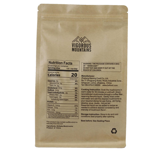 VIGOROUS MOUNTAINS Dried Shiitake Mushrooms for Cooking, Pure Aroma Thin Cap without Stem, Rehydrate Quickly, Soft Texture Gourmet Dried Mushrooms...