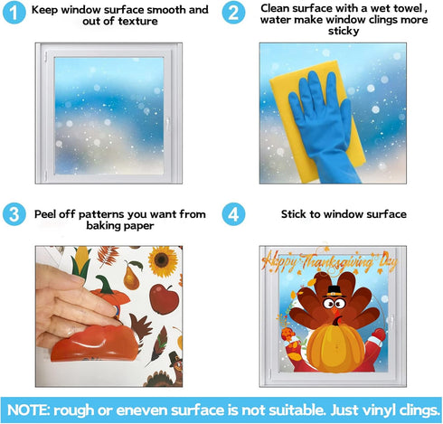 Thanksgiving Fall Window Clings Decorations, 10 Sheets Thanksgiving Window Stickers for Kids Home Office Classroom Party Glass Windows Double Side...