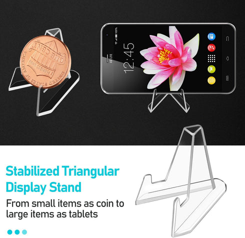 WXJ13 36 Packs Mini Easel Stands Acrylic Card Display Stands Photo Holder Mini Clear Coin Holder Place Card Holder Baseball Sports Card Holder for...