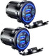 2Pack Quick Charge 3.0 Dual USB Charger Socket, Waterproof 36W USB Outlet Fast Charge with Touch Switch & Blue LED DIY Kit for 12V/24V Car Boat Ma...