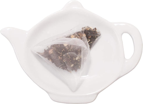 HIC Kitchen Tea Bag Holder Caddy, Fine White Porcelain, Teapot Design...