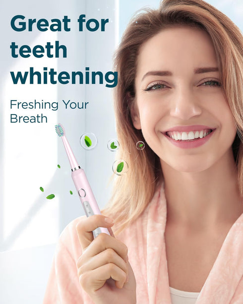 M5 Sonic Electric Toothbrush for Adults - Rechargeable Electric Toothbrushes with 8 Heads & Travel Case, Power Electric Toothbrush with Holder, 3 ...