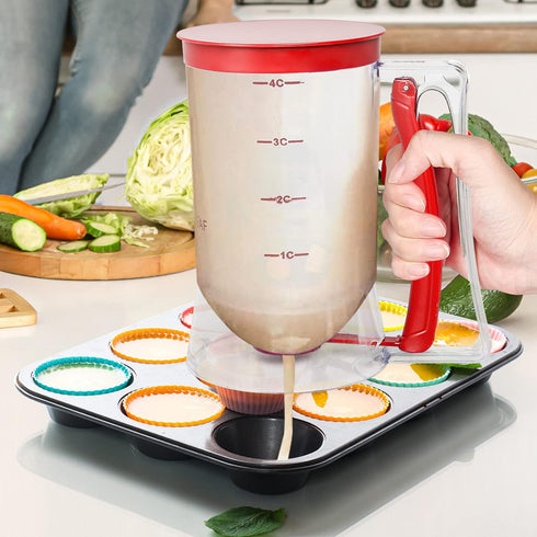 Batter separator Cupcakes Pancakes Cookie Cake Waffles Batter Dispenser cookie separator batter Cream Speratator Cup Measuring Baking Tools (red)...
