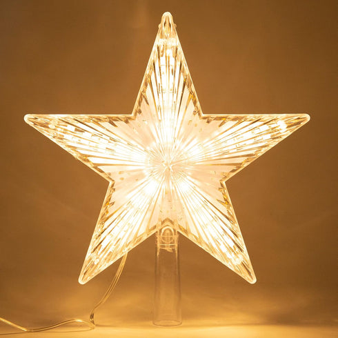 Christmas Tree Topper Star Warm White Light Christmas Tree Decor for Christmas Holiday Home Fit for General Size Xmas Tree, 8.7 Inch...