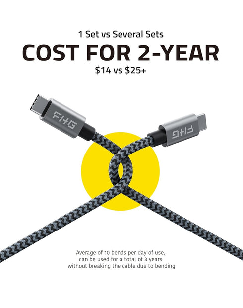 FHG 6FT 2Pack USB C Cable 3.1 gen 1, Supporting 60W Fast Charging from 20% to 90% in 30mins, Nylon Braided USB C Charging Cable Last a Long Time, ...