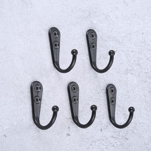 Yetaha 20PCS Wall Mounted Hooks with 40 Screws, Double Holes Hooks Towel Robe Hat Coat Hook for Kitchen Bedroom Bathroom, Black...