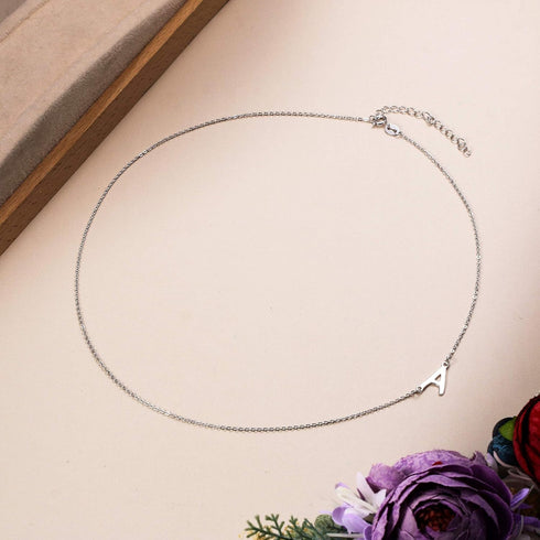 EVER FAITH 925 Sterling Silver Delicate Tiny Alphabet Initial 26 Letters Sideways Choker Necklace Jewelry for Women...