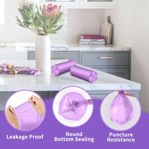 Small Trash Bags 1.2-Gallon: Bathroom Trash Bags 4.5L Small Garbage Bags for Bathroom Bedroom Office - (Purple, 120 Counts)...