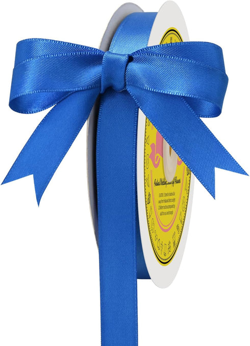 Double Face Royal Blue Satin Ribbon 5/8 inch X 50 Yards Polyester Royal Blue Ribbon for Gift Wrapping Very Suitable for Weddings Party Invitation ...