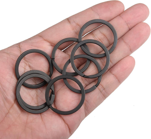 20 Pack Key Ring Keychain 1-1/5 Inch 30mm Diameter Metal Flat Split Key Chains Rings for Home Car Dog Tag Office Lanyards Keys Attachment Black...