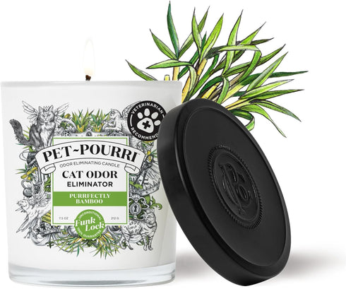 Pet-Pourri Pet Odor Eliminator Candle, Purrfectly Bamboo, 7.5 Oz - Bamboo (Veterinarian Recommended)...