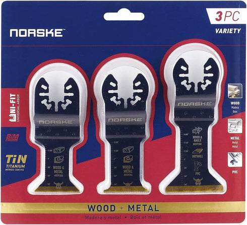 Norske Tools NOTP282 Various Wood/Metal Flush Bi-Metal Blade (3/Pack), Oscillating Tool Accessories | Oscillating Saw Blades...