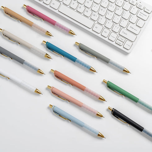 Linbsunne Ballpoint Pens Black Medium Point 1mm Pen with Super Soft Grip Ball Point Pen for Men Women Retractable Pens (gold-12 pcs)...