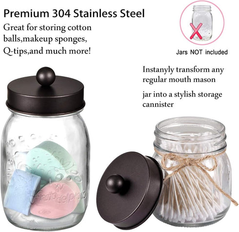 Mason Jar Bathroom Accessories Set(4pcs)- Jars Not Included - Foaming Soap Dispenser,Toothbrush Holder, and Apothecary Storage Jars Lids -Rustic F...