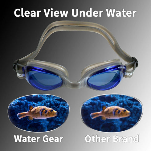 Water Gear Racer Anti-Fog Swimming Goggles - Great for Pool and Diving - Unisex...