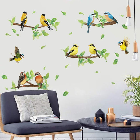 Robin Birds Wall Stickers Tree Branch Wall Decals Nursery Wall Art Decor for Kids Bedroom Living Room...
