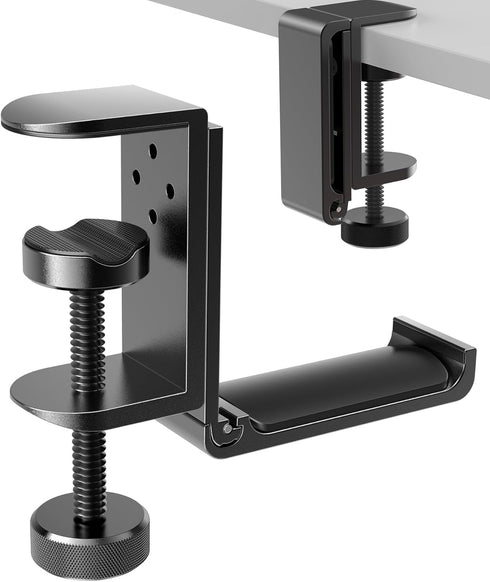 Foldable Headphone Stand Hanger Holder, Space-Saving Aluminum Soundbar Stand with Universal Fit for Gaming PC Accessories, Under Desk Clamp Hook M...