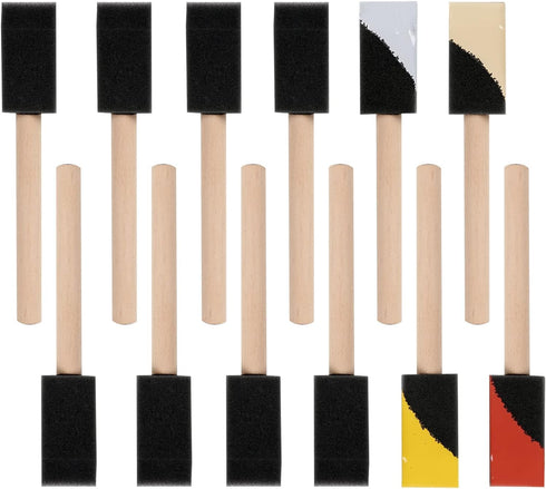 Mister Rui-Poly Foam Paint Brushes, 12 Pack, 1 Inch Sponge Brushes for Painting, Paint Sponges Set, Light and Durable, Ideal for Painting and Clea...