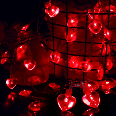 Luditek 14.7ft 40LED Mothers Day Decorations String Lights, Battery Operated Heart Shape Hanging Garland Valentines Day Decor for Indoor Outdoor H...