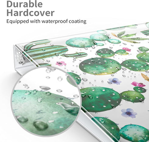 3 Ring Binder I Inch, Cute Round Three Ring Binder Organizer with 2 Storage Pockets for Women - Watercolor Cactus...
