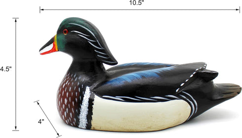 CVHOMEDECO. Primitives Hand Engraving and Painted Wood Wild Duck Farmhouse Figurine Mallard Decorative Accent, 10-1/2 Inch...