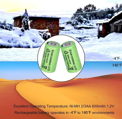 10 Packs 2/3AA Size Rechargeable Batteries 600mah 1.2V Ni-MH for Flame Solar Lights,Fairy Lights,Solar Yard Lights,Solar Lights(They are not AA St...