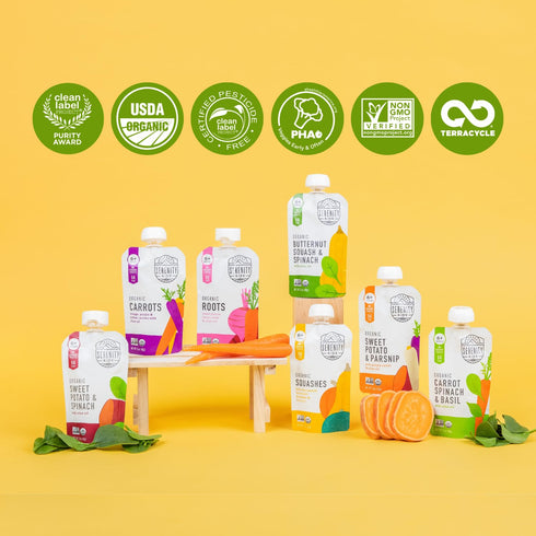 Serenity Kids 6+ Months USDA Organic Veggie Puree Baby Food Pouches | No Sugary Fruits or Added Sugar | Allergen Free | 3.5 Ounce BPA-Free Pouch |...