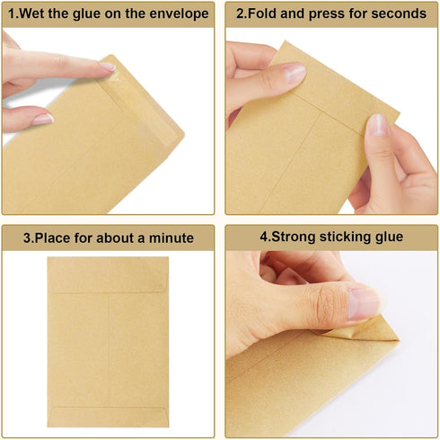 100 Pack Coin Envelopes 3.23"×4.53",Brown Kraft Small Envelopes,Fully sealed seed envelope?Kraft Small Coin Envelopes,Seed Envelopes, Mini Envelop...