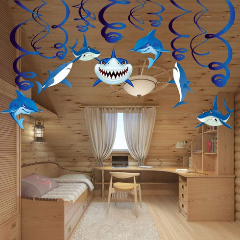 30PCS Shark Hanging Swirls Decorations - Summer Pool Decoration Under the Sea Party Decoration Ocean Theme Party Supplies Baby Shark Birthday Part...