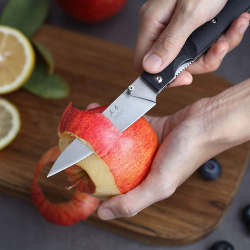 Miki 440A Stainless Steel Blade Japanese Kitchen Chef Folding Pocket Knife for Camping, Petty Fruit Paring Peeling Small Drop Point...