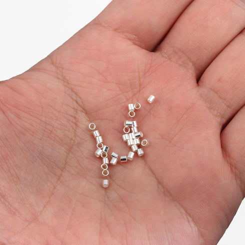 30 Pcs Crimp Beads for Jewelry Making - S925 Sterling Silver Crimping Beads, 2 mm Crimp Tube Beads for DIY Earrings Bracelet Necklace Jewelry Maki...