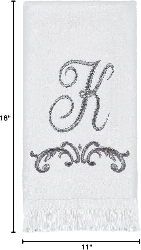 Avanti Linens - Fingertip Towel, Soft & Absorbent Cotton Towel (Monogram Collection, Initial K), White...